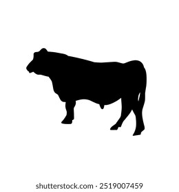 Cow silhouette design. Isolated cow silhouette on a white background. Vector illustration of a cow.