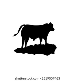Cow silhouette design. Isolated cow silhouette on a white background. Vector illustration of a cow.