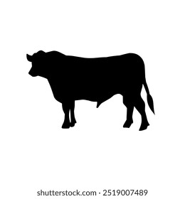 Cow silhouette design. Isolated cow silhouette on a white background. Vector illustration of a cow.