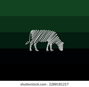 cow silhouette drawn with lines	
