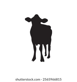 Cow silhouette flat icon vector design illustration, animal farm silhouette icon design illustration. 