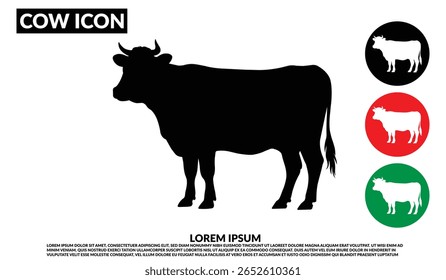 Cow silhouette icon, Cow animal logo, Cow silhouette isolated on white background