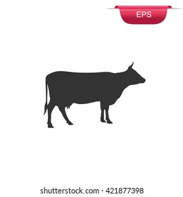 Cow silhouette, icon, design element, vector illustration