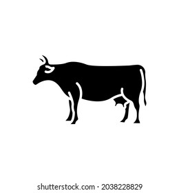 Cow Silhouette Icon On White Background