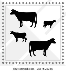 Cow Silhouette, Cow illustration, Cow icon Silhouette, Cow Silhouette illustration