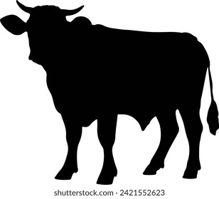 Cow Silhouette illustration Vector White Background