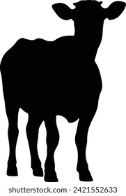 Cow Silhouette illustration Vector White Background