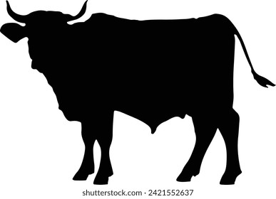 Cow Silhouette illustration Vector White Background