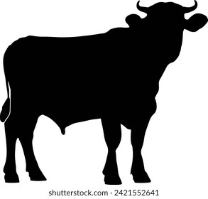 Cow Silhouette illustration Vector White Background