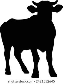 Cow Silhouette illustration Vector White Background
