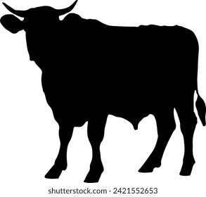 Cow Silhouette illustration Vector White Background