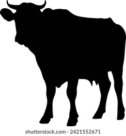 Cow Silhouette illustration Vector White Background