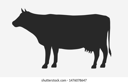 Cow silhouette isolated on white background. Vector Cow icon.