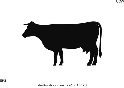 Cow silhouette. Isolated cow on white background