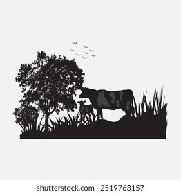 Cow silhouette isolated on white background