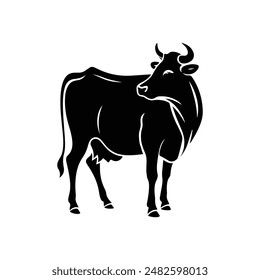 cow silhouette logo vector illustration