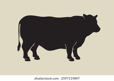 Cow silhouette on color background