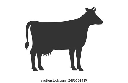 Cow silhouette on white background. Vector illustration.