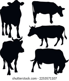 Cow silhouette set icon, SVG Vector svg