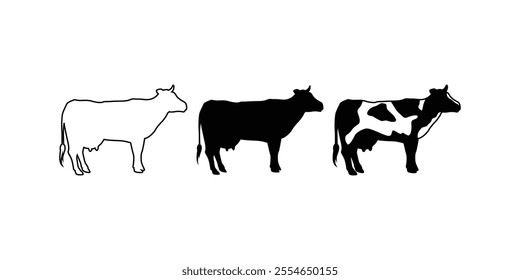 Cow silhouette set for multipurpose use like background. Cow Silhouette Set – Vector Graphics for Multipurpose Background and Design