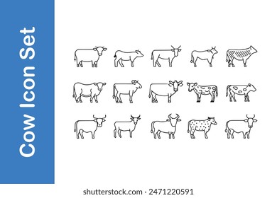  Cow Silhouette set with vector. 