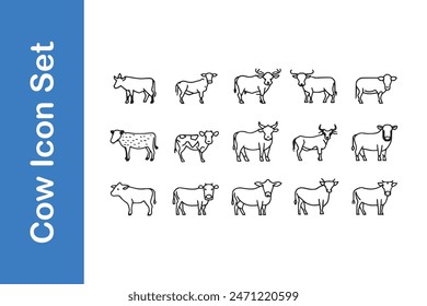  Cow Silhouette set with vector. 