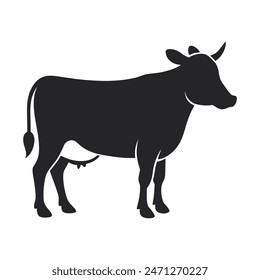 A Cow silhouette Vector Art Illustration, Digital Art, and Animal Character Design.