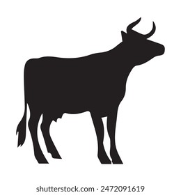 cow silhouette vector art illustration