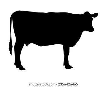 Cow silhouette vector art white background