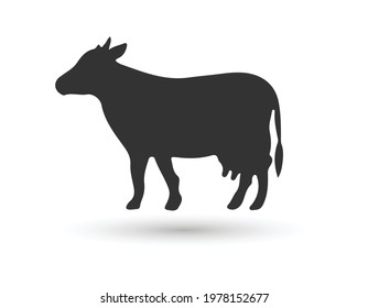 Cow Silhouette. Vector Cattle Shadow Illustration.