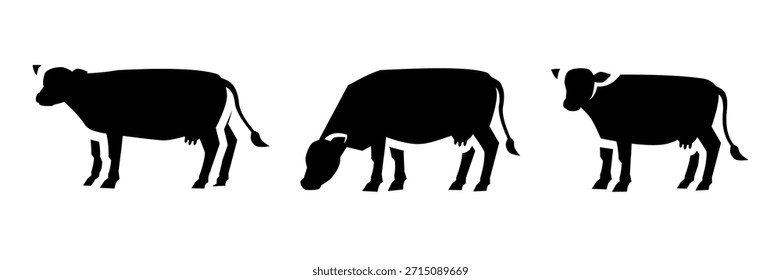 Colección de Vector de silueta de vaca aislada de fondo