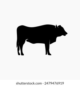 cow silhouette vector design template . black cow drawing . cows head icon design . cow side view silhouette