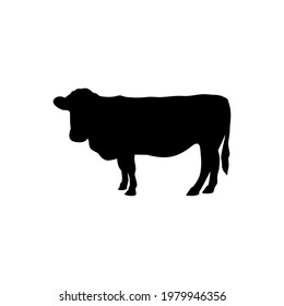 Silhouette de vaca - Ilustración de diseño plano vectorial: Adecuado para el tema animal y otros activos relacionados con el gráfico.