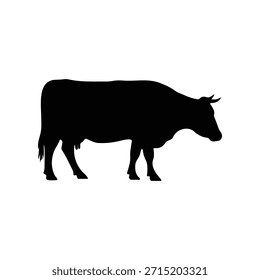 Cow silhouette vector flat design on white background.