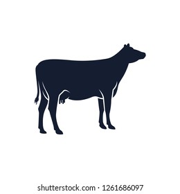 cow silhouette vector icon. black angus vector illustration. cow farm logo design