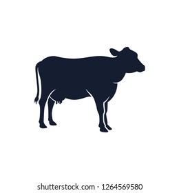 cow silhouette vector icon. black angus vector illustration. cow farm logo design