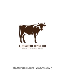 cow silhouette vector icon. black angus vector illustration. cow farm logo design template