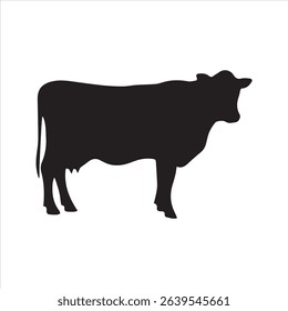 Cow silhouette vector icon - Dairy or beef cattle illustration isolated on white background	