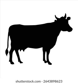Icono de Vector de silueta de vaca sobre fondo blanco