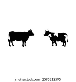 Cow   silhouette with vector of illustration