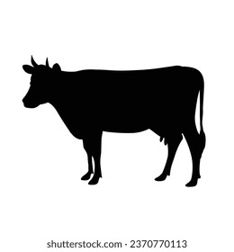 Silhouette de vaca. Ilustración de vectores de vaca. Pintura de vaca.