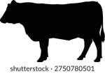 Cow Silhouette Vector Illustration, Beef Cattle Farm Animal Shape, Livestock Agriculture Outline, Meat Industry Graphic, Farmhouse Decor Art, CAD Drawing, Black