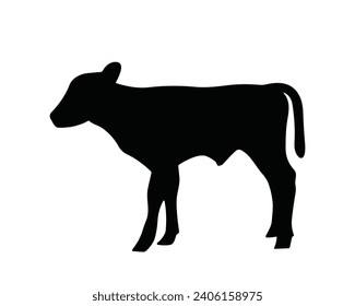 Silhouette de vaca. Ilustración vectorial de vaca. Vaca negra y vacas lecheras domésticas. Conjunto de iconos vectoriales aislados de animales de granja.