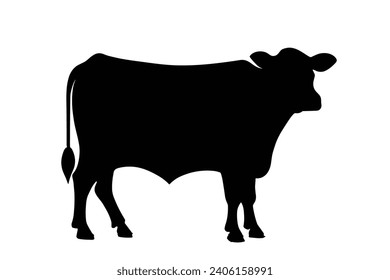 Cow silhouette. Cow vector illustration. Black cow and domestic milk cows. Farm animals isolated vector icons set.