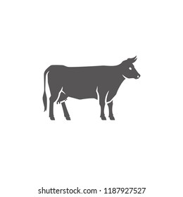 Cow silhouette vector illustration. Farm animal or butcher shop graphics isolated on white background.