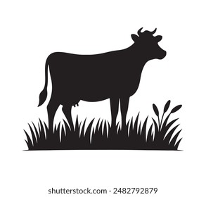 Cow silhouette vector image. Cow animal silhouette Vector image.