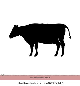 Cow Silhouette Vector Logo Template Illustration Design. Vector EPS 10.