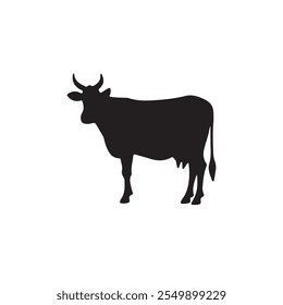 Cow silhouette vector Style with white background