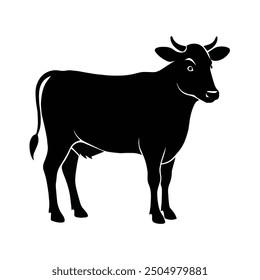Cow silhouettes vector illustration. Black and white cows on a white background. Simple, modern design. Agriculture, farming, animal husbandry, dairy industry