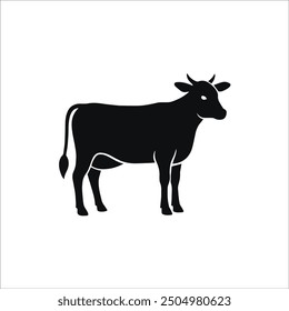 Cow silhouettes vector illustration. Black and white cows on a white background. Simple, modern design. Agriculture, farming, animal husbandry, dairy industry